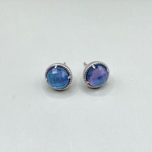 Colore Sg Quartz & Dyed Blue Mother of Pearl Post Earrings